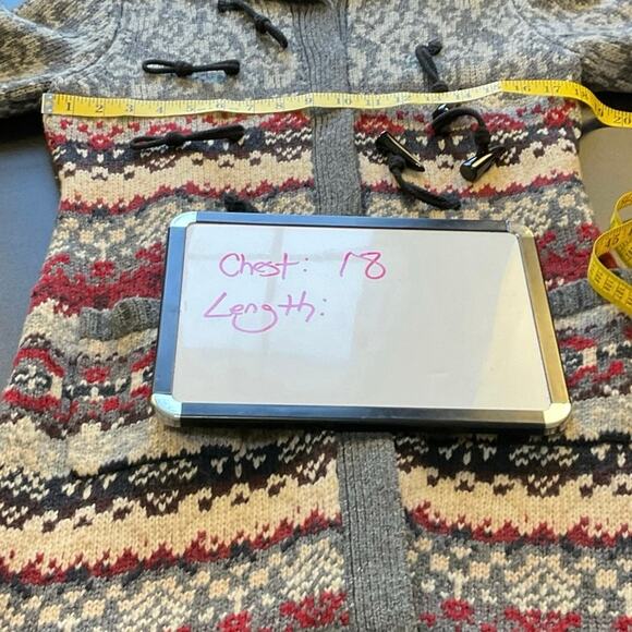 Bob Timberlake 100% Lambswool Sweater Coat Cardigan Size M Nordic Fair Isle Knit - Picture 7 of 8